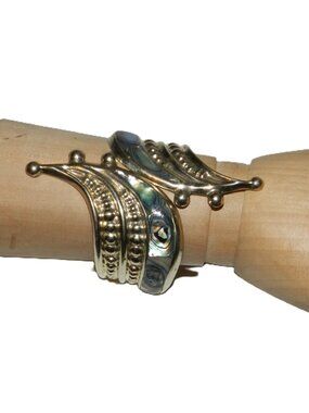 VTG Mexico Alpaca Silver and Abalone Cuff Clamper Bracelet